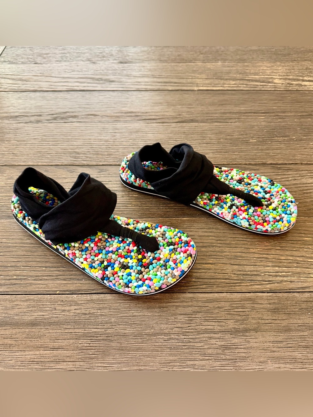 NEW Sanuk Bubble Sling Sandals Women's 8 Static Black Multicolor Comfort Shoe - Picture 5 of 8